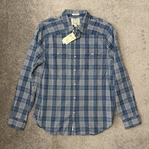 Lucky Brand Other - Lucky Brand Shirt Mens Medium Blue Plaid Classic Fit Long Sleeve True Indigo